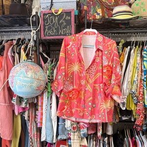 Vibrant Floral Pink cotton blouse front button